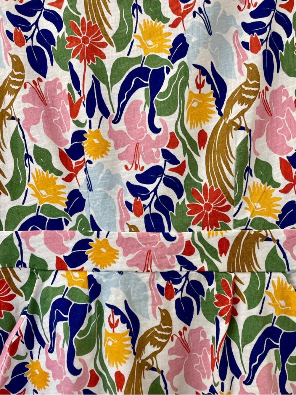 Boden Floral Bird Print Cotton Dress | Fit & Flare | Pockets | Size 6 (Approx) - Picture 3 of 7